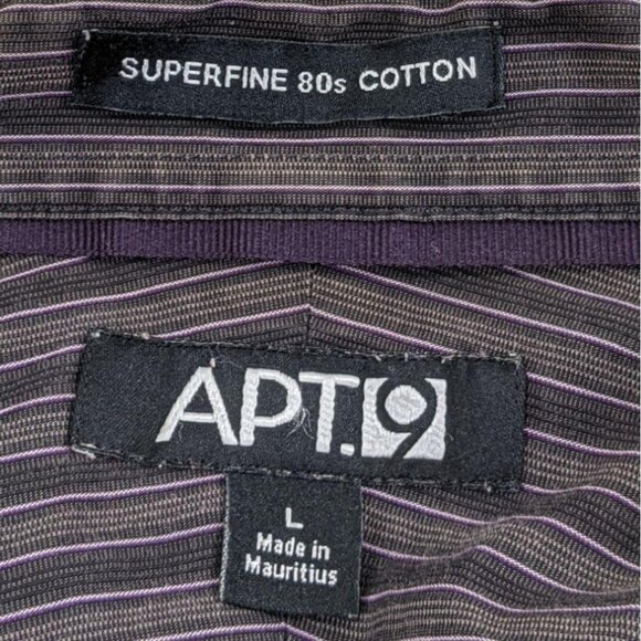 Apt. 9 Large 100% Cotton Brown Striped Long Sleeve Dress Shirt 37g - Picture 6 of 6